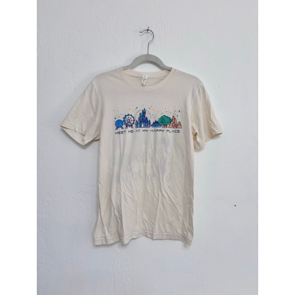 Bella Canvas Tops - Women's Bella Canvas Beige Multicolor Graphic Tee M Happy Place